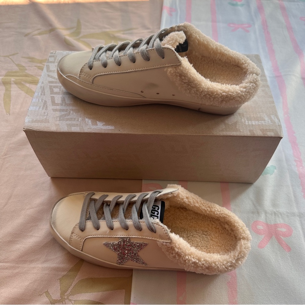 Golden Goose Lined Mule Slippers In Off-White.
